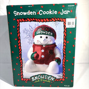 Vintage 1998 Snowden & Friends Ceramic Snowden The Snowman Cookie Jar 11"